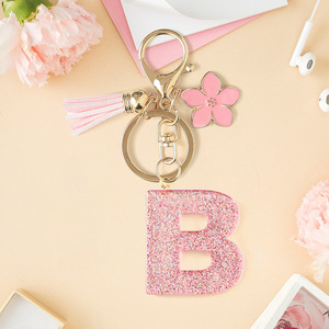 Llavero de Resina con Borla Brillante y Letras del Alfabeto, Colgante con 26 Letras, Accesorio Elegante para <span class=keywords><strong>Niñas</strong></span>, Decoración para Mochilas Escolares - Product Image 6