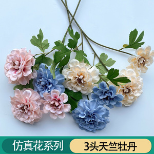 Three Headed <b>Artificial</b> Marigold <b>Flowers</b> 69cm Orange Plastic <b>Silk</b> Wedding Decorations - Product Image 4