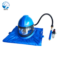 Casque de sablage avec cape, protection intégrale du visage, respirateur réglable pour sablage