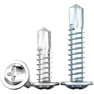 Tornillo autorroscante de cola de milano Tianzhuo de acero inoxidable 410 con cabeza plana Phillips y arandela para plástico - Product Image 1