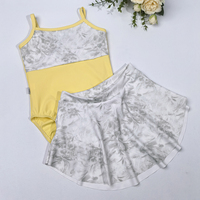 Justaucorps de danse pour filles, 75% nylon et 25% élasthanne, motif floral populaire, avec jupe
