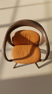 Chaise de salle à manger scandinave en bois massif avec coussin en cuir véritable, mobilier de luxe pour la maison, l'hôtel, le restaurant PISANO - Product Image 6