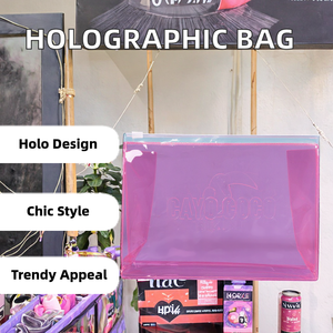 Bolsas de Maquillaje Holográficas de PVC con Cierre, 24*15cm, Precio al por Mayor, Lindas Bolsas de Cosméticos de TPU para Mujer con Diseño de Letras Personalizado - Product Image 2