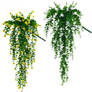 <b>Artificial</b> <b>Hanging</b> Flower <b>Basket</b> Yellow White Plastic Outdoor Wedding Decoration - Product Image 1