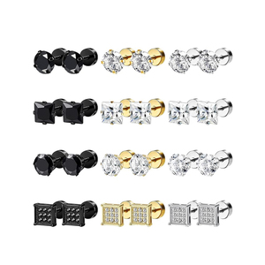 เครื่องประดับสแตนเลสสตีล 316L ป้องกันการแพ้ สำหรับทุกเพศ ชุบทอง 18K ด้วยเทคนิค PVD ต่างหูแบบห้อยประดับเพชรซิร์คอน ดีไซน์ทันสมัย - Product Image 1