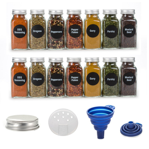 Kitchen Condiment Bottles Spice Seasoning Salt Pepper Grinder Glass 70ml Jar Set Salt Pepper Glass Storage Jar Square Spice Jar