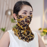 Masque facial en maille pare-soleil pour femme, mignon, respirant, d'été, avec fixation auriculaire, cache-cou fin