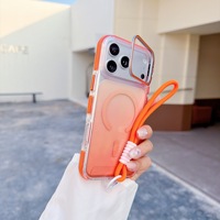 Coque de téléphone magnétique sans fil haut de gamme à dégradé coloré avec support de cadre d'appareil photo pour iPhone 17 Pro Max, coque transparente
