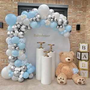 Kit d'arche de ballons et guirlande pour fête d'anniversaire, thème pastel, mariage, pour enfants, garçons, filles, en blanc, argent, bleu, vente en gros - Product Image 4