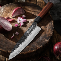 Couteau de chef de haute qualité KEEMAKE de 8 pouces avec lame en acier à haute teneur en carbone à 3 couches et manche en bois de rose Santos, couteau de cuisine