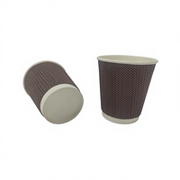 Gelas Kertas Berdinding Ganda Pabrikasi Kustom 8oz, Gelas Kertas Bergelombang untuk Minuman Panas, Cocok untuk Perlengkapan Kedai Kopi, Dilengkapi Tutup PS/PP