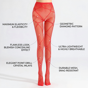 Collants résille de luxe à strass, motif géométrique diamanté, scintillants, pour femme, vente en gros pour soirées - Product Image 2