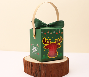 Weihnachtsgeschenkbox mit Griff, Transparentes Fenster Weihnachts-Apfel-Süßigkeiten-Box Festliche Verpackung - Product Image 4