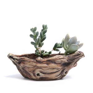 빈티지 정원 화분 통나무 플랜터 나무 창의적인 빈티지 스타일 모조 식물 용기 시멘트 화분 - Product Image 3