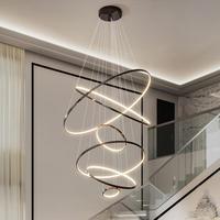 Classique Cercle Hôtel Villa Showroom Hall LED Pendentif Lumière Noir Intérieur Élégant Chambre Salon LED Lustre