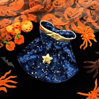 Cape de sorcier personnalisée pour Halloween en PET pour chiens et chats, bleue, en polyester, motif étoile, costume de cosplay pour fête, vêtements pour animaux de compagnie
