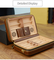 En stock, livraison rapide, étui à cigares en bois de cèdre pour voyage, humidor avec humidificateur, humidor en cuir pour homme, boîte à cigares