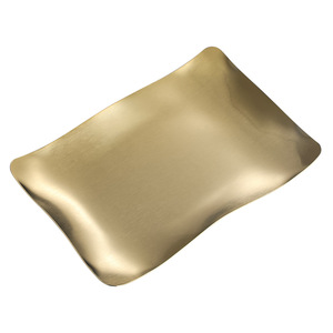Stainless Steel Barbecue Plate Rectangular Gold Shallow Dish For Hotel Meals Dinnerware - Product Image 3