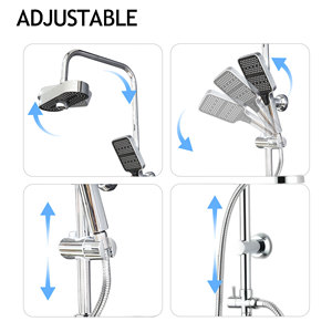 Ensemble <span class=keywords><strong>de</strong></span> douche complet avec grand panneau <span class=keywords><strong>de</strong></span> douche pluie, chromé, réglable en hauteur, prend en charge les commandes OEM et ODM - Product Image 4