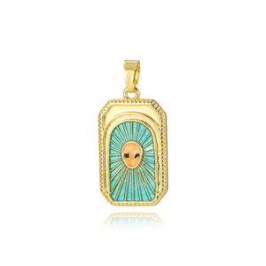 Collar con colgante de tarjeta de <span class=keywords><strong>Tarot</strong></span> fantasma de 18 quilates Chapado en cobre de lujo ligero, retención de Color, goteo de aceite, joyería de moda para mujer - Product Image 5