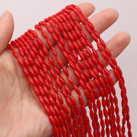 Perles de corail naturel rouge en forme de riz DIY de Guangdong pour la fabrication de bijoux