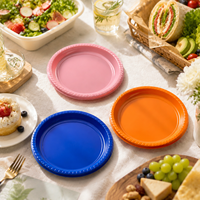 Piring Bulat Plastik PS Tebal Sekali Pakai Grosir 5 10 Inch untuk Kue, Salad, Kacang, Sajian Pesta, Katering