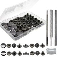 12 Sets 831 Druckknöpfe-Set mit Montagewerkzeugen, Metall-Druckknöpfe für Ledertaschen, Kleidung, DIY-Lederhandwerk