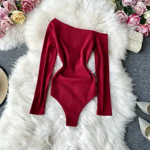 थोक स्लैश गर्दन सेक्सी ठोस रंग बुनाई महिलाओं एक टुकड़ा Playsuits Bodysuits योग Jumpsuits