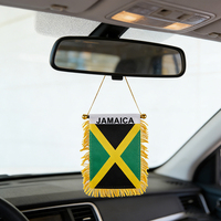 Drapeaux de voiture et de mur personnalisés avec pompons, motif Jamaïque, pour décoration nationale, vente en gros