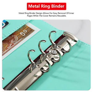 Organiseur/Agenda en cuir A5 6 anneaux métalliques, couverture rigide en cuir PU, six trous, avec porte-cartes, cadeau économique, classeur <span class=keywords><strong>personnel</strong></span> - Product Image 3