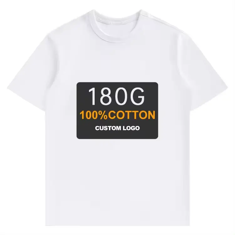 180 gsm dünn leicht online individuelles muster preis 100 % baumwolle weiß locker t-shirt runder hals kurze Ärmel basic t-shirt