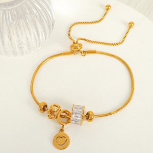 <b>Adjustable</b> Gold <b>Bracelet</b> Heart Shape Zircon Charm Jewelry Gift for Women Fashion Charm <b>Bracelets</b> - Product Image 3