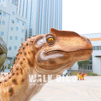 Wetterfeste Fiberglas-Dinosaurier-Skulpturen für den Außenbereich Maßgefertigte Lebensgroße Tierstatuen mit Motorantrieb für Kindergärten und Schulen