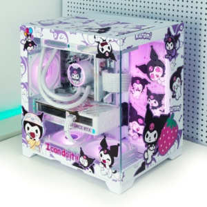 Boîtier de jeu Micro ATX sur le thème de Kuromi - Tour moyenne en alliage d'aluminium avec fenêtre latérale, compatible avec Mini-ITX/Ordinateur de bureau - Product Image 1