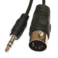 Câble audio blindé 5 broches MIDI DIN mâle vers jack stéréo 3,5 mm mâle pour clavier, mixeur, PC