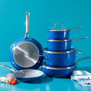 9-Piece Modern Aluminum Alloy Non-Stick Cooking <b>Pots</b> Glass Lids Stainless Steel Handles Forged <b>Induction</b> Dishwasher Cookware Set - Product Image 2
