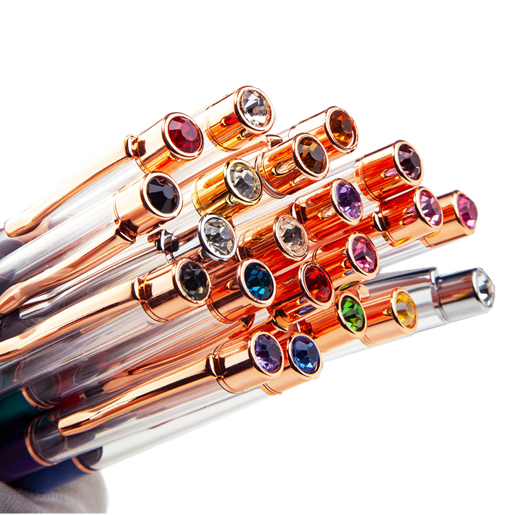 Пустой баррель Красочные DIY шариковая ручка с украшением в виде кристаллов со стразами, цвет-розовое золото и плавность линий металлические ручки для дома и школы канцелярские принадлежности