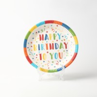 Assiettes en papier jetables imprimées avec un motif personnalisé, vaisselle ronde pour les fêtes, vente en gros en vrac, assiettes imprimées colorées pour les anniversaires
