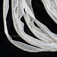 Bordure en dentelle de strass brodée avec des cristaux pour vêtements, chaussures, sacs, accessoires décoratifs