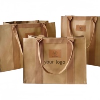 Grote Custom Bruine Papieren Zakken Met Touw Handvat Opvouwbare Kraftpapier Boodschappentas