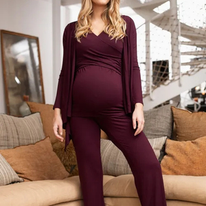 New maternità sleepwear tre pezzi <span class=keywords><strong>pigiama</strong></span> set infermieristica sonno Set 100% cotone <span class=keywords><strong>gravidanza</strong></span> e allattamento al seno <span class=keywords><strong>pigiama</strong></span> per le donne set - Product Image 1