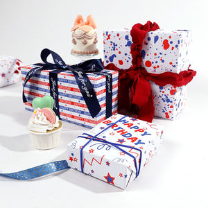 Venta al por mayor de rollos de papel tisú de cumpleaños de alta calidad rojo y azul embalaje rollo de papel de regalo artesanía superior - Product Image 1