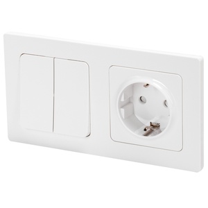Presa Schuko - Presa con 2 interruttori da 1 via, ideale per il controllo di luci e dispositivi elettrici. Prodotto con - Product Image 1