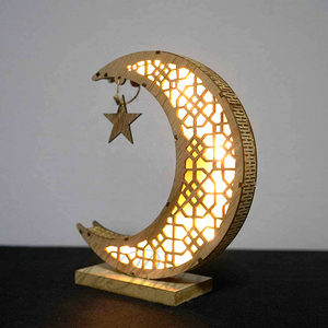 زينة على شكل هلال، حرف يدوية عربية إسلامية، ديكورات ريفية، زخرفة خشبية على شكل هلال للمهرجانات، صديقة للبيئة - Product Image 4