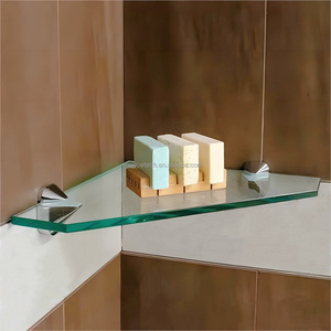Atacado de alta qualidade <span class=keywords><strong>2</strong></span>-Tier aço inoxidável Metal Wall Mount Shower Glass Triangle Storage Shelf <span class=keywords><strong>para</strong></span> banheiro - Product Image 6