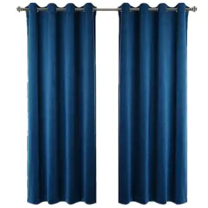 Tessuto per tende da finestra in velluto da 84 pollici lungo 250gsm elegante tinta unita blu Navy per soggiorno