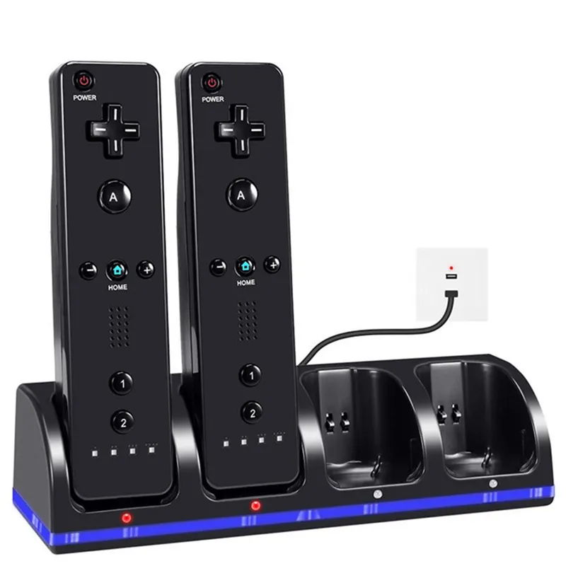 WIIゲームコンソール用4ポートゲーム充電スタンドドックステーションLEDインジケーター付きバッテリーゲームパッドコントローラー充電器