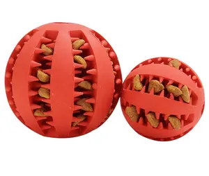 Interaktiver Haustier-Hunde-Zähne-Reinigung-Kex-Lückenspielzeugkugel 5 cm 7 cm Gummi-Haustier-Lebensmittel-Lückenspielzeug automatischer Ball-Starthüller für Hunde