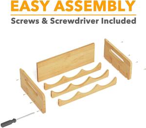 Organizador de Copas y Botellas de Vino para el Hogar, Estante de Bambú para Almacenamiento en la Cocina o Bar, Organizador Compacto para Botellas de Agua y Copas de Vino - Product Image 3