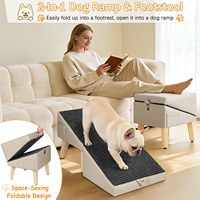 Beliebte Holz-Haustiertreppen für Kleine Hunde und Katzen mit Rutschfester Matte & Seitentaschen 2-in-1 Faltbare Hunderampe für Sofa und Bett